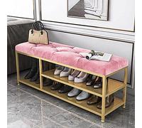Banco de entrada de lujo con almacenamiento de botas, Banco de zapatos tapizado suave Banco de zapatero, Banco de almacenamiento de zapatos moderno Muebles organizadores de zapatos de entrada(Pink,80*