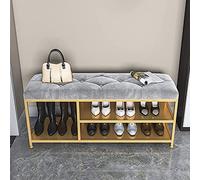 Banco de entrada de lujo con almacenamiento de botas, Banco de zapatos tapizado suave Banco de zapatero, Banco de almacenamiento de zapatos moderno Muebles organizadores de zapatos de entrada(Grey,80*