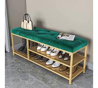Banco de entrada de lujo con almacenamiento de botas, Banco de zapatos tapizado suave Banco de zapatero, Banco de almacenamiento de zapatos moderno Muebles organizadores de zapatos de entrada(Green,60