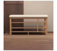 Banco de entrada de madera con asiento de piel sintética y almacenamiento de zapatos para 4-8 pares, muebles elegantes para pasillo y sala de estar, 60/80/100/120 x 30 x 45 cm - Solución inteligente