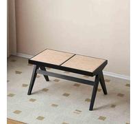 Banco de entrada de madera de mimbre, moderno juego de mesa de comedor y silla para sala de estar, dormitorio, baño, roble macizo con patas de madera
