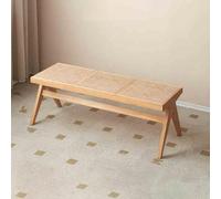 Banco de entrada de madera de mimbre, moderno juego de mesa de comedor y silla para sala de estar, dormitorio, baño, roble macizo con patas de madera