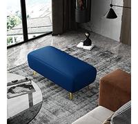 Banco de entrada de terciopelo moderno, cómodo reposapiés de sofá para pasillo de sala de estar, banco de zapatos de madera con tapizado, banco capitoné para dormitorio (azul marino 39 x 16 x 16 pulg