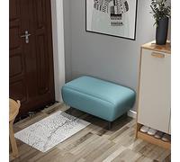 Banco de entrada de terciopelo moderno, cómodo reposapiés de sofá para pasillo de sala de estar, banco de zapatos de madera con tapizado, banco con mechones para dormitorio (azul 24 x 16 x 16 pulgada