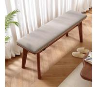 Banco de entrada estrecho de estilo rústico de casa de campo, asiento de madera de pino maciza para uso en interiores, asiento tejido versátil, perfecto para dormitorio, sala de estar, comedor