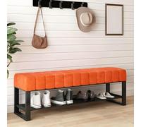 Banco de Entrada Moderno de Terciopelo con Patas de Metal, cómodo Banco Tipo Lounge con Almacenamiento para Zapatos para Sala de Estar, Dormitorio, Entrada, Naranja - 3D x 2W x 1H cm