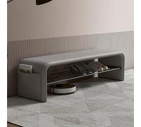 Banco de entrada tapizado moderno de mediados de siglo, asiento gris Slish de altura corta para sala de estar, pasillo, cocina y comedor, perfecto para final de cama (60 pulgadas)