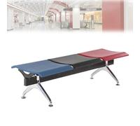 Banco de espera comercial, diseño de 3 asientos sin brazos con asiento de poliuretano, alta capacidad de carga de 400 kg para espacios públicos como aeropuertos, hospitales y barberías