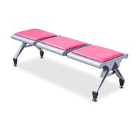 Banco De Espera De 3 Plazas, Sillas Cómodas Sin Brazos para Oficina, Recepción, Aeropuerto, Hospital, Banco O Escuela(Pink)