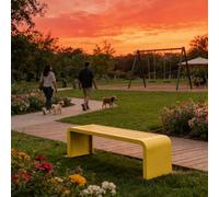 Banco de exterior con estructura de acero, banco de jardín resistente al viento y al sol, bancos de acero inoxidable para jardín, patio y porche, bancos de parque modernos multicolores Yellow 70.8in