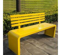 Banco de Exterior con Respaldo, Asiento de Listones de Acero galvanizado, soporta 300 kg, Ideal para jardín, Parque, Entrada, Porche y Piscina.