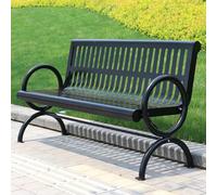 Banco De Exterior On Respaldo Silla de Hierro Fundido Para Patio De Parque Banco De Parque Con Reposabrazos Y Respaldo para Parque, Patio, Porche Delantero(Black,120*63*82CM/47.2*24.8*32.3IN)