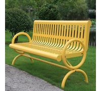 Banco De Exterior On Respaldo Silla de Hierro Fundido Para Patio De Parque Banco De Parque Con Reposabrazos Y Respaldo para Parque, Patio, Porche Delantero(Yellow,120*63*82CM/47.2*24.8*32.3IN)