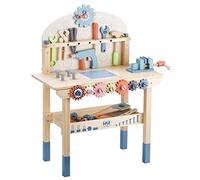 Banco de herramientas para niños, banco de trabajo de madera, banco de herramientas de taller con juego de herramientas, banco de construcción de madera, juguete para niños y niñas de 3, 4, 5 años