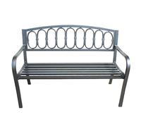 Banco de hierro forjado para patio al aire libre, silla de jardín con marco de acero y hierro fundido con reposabrazos para patio, porche y asiento en el patio trasero, no incluye cojín