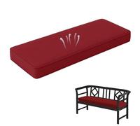 Banco de interior rojo de 49 x 15 pulgadas, asiento de felpilla de 2 pulgadas de grosor con lazos y antideslizante para ventana de bahía y decoración del hogar