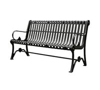 Banco de jardín al aire libre, banco de bienvenida de hierro fundido con respaldo, asiento de listones para césped, patio, porche, asiento perfecto para el parque