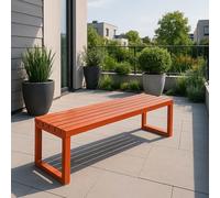 Banco de jardín al aire libre de 100 cm, asiento de parque de metal sin respaldo, muebles de sofá de terraza resistente a la intemperie, tamaño pequeño, elegante color naranja para patios y jardines