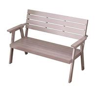 Banco de jardín al aire libre, madera maciza, resistente a la intemperie, asientos para 2 personas, con respaldo y reposabrazos para patio, porche, iglesia y escuela