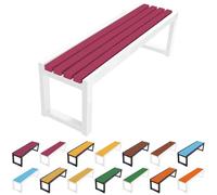 Banco de jardín al aire libre para 2 personas, asiento de madera sin respaldo, disponible en 100/120/150/180 cm, fácil montaje, rojo oscuro y blanco, perfecto para terraza, parque, porche, patio