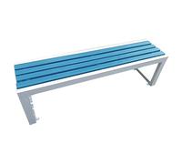 Banco de jardín al aire libre para 2 personas de metal e con asiento de plástico de madera de acero galvanizado, perfecto para patios, patios y terrazas (blanco y azul, 80 x 40 x 45 cm)