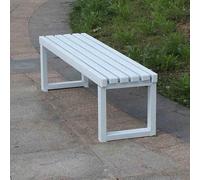 Banco de jardín al aire libre, resistente a la intemperie, sin respaldo, para patio, comedor, porche delantero, parque para porche, patio, jardín, carga máxima de 900 libras (blanco, 150 cm)