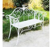 Banco de jardín al aire libre, silla doble de hierro forjado duradero, asiento de patio de hierro fuerte para balcones, patios, terrazas - 133 x 49 x 90 cm, muebles de jardín blancos