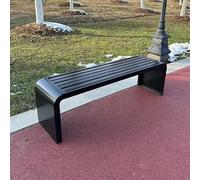 Banco de jardín azul para exteriores, banco de parque de metal resistente a la intemperie para 2-3 personas, asiento de patio sin respaldo, silla de balcón de acero para porche y patio (59 pulgadas
