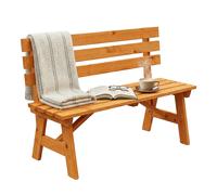Banco de jardín Relaxdays, 2 plazas, para terraza o balcón, con Respaldo, Madera de Abeto, 80 x 116 x 56 cm, Naranja