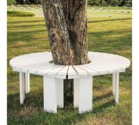 Banco de jardín, banco de árbol envolvente para exteriores, asiento sin respaldo resistente a la intemperie, diseño de listones para patio, porche delantero, parque, césped, patio trasero y balcón