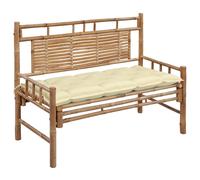 Banco de jardín con cojín bambú 120 cm
