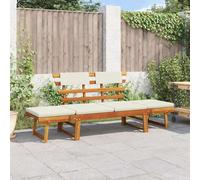 Banco de jardín con cojines 2 en 1 190 cm madera maciza acacia