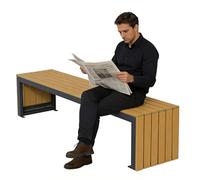 Banco de Jardin con Estructura de Acero y Asiento de Listones de Composite de Madera y Plástico, Diseño con Viga Transversal Reforzada, Banco Terraza para Parques, Jardines(200x40x42cm/79x16x17in)