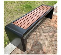 Banco de jardín con marco de metal negro, resistente a la intemperie, sin respaldo, para patio, porche, parque y salón, muebles de 120 x 40 x 45 cm, para espacios al aire libre