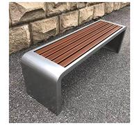 Banco de jardín con marco de metal para exteriores, resistente a la intemperie, sin respaldo, para patio y porche, elegante asiento plateado al aire libre, perfecto para parques y salones, 150 x 40 x