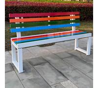 Banco de jardín con respaldo, hierro recubierto de zinc, capacidad de 500 kg, asiento al aire libre para jardín, patio, patio y parque (blanco, 100 cm)