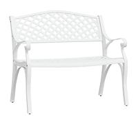 Banco de jardín de 102 cm de aluminio fundido y hierro fundido, color blanco, duradero y resistente a la intemperie para terraza y jardín, perfecto para jardines pequeños y grandes