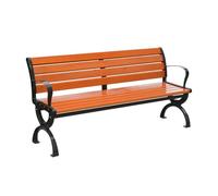 Banco de jardín de 2 plazas resistente a la intemperie, muebles de patio de 180 cm, aspecto de madera, resistente a los rayos UV, resistente hasta 220 kg, perfecto para uso en balcón y terraza