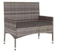 Banco de jardín de 2 plazas con cojines ratán sintético gris