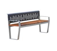 Banco de jardín de acero inoxidable para exteriores con superficie de madera, asiento compacto de ocio para balcón y terraza, elegante diseño de respaldo para mayor comodidad (pequeño)