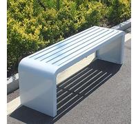 Banco de jardín de acero inoxidable para exteriores, no requiere montaje, resistente a la intemperie, silla de parque (blanco, 100 x 40 x 45 cm)