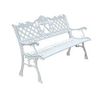 Banco de jardín de hierro fundido para exteriores, marco de acero de metal duradero con reposabrazos para patio, césped, parque, elegante asiento decorativo para relajación y ocio al aire libre