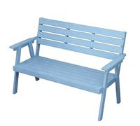 Banco de jardín de madera maciza con respaldo y reposabrazos, banco de parque para 2 personas, resistente a la intemperie, para porche, patio, iglesia y escuela