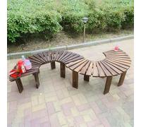 Banco de jardín de madera para exteriores, asiento de parque semicircular de 3 plazas, resistente a la intemperie, marco de madera maciza duradero, muebles de patio elegantes para jardín y patio