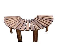Banco de jardín de madera rústica, asiento curvado sin respaldo para exteriores, madera de pino resistente a la intemperie para patio, terraza y patio trasero, muebles pequeños ideales (color: C)