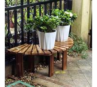 Banco de jardín de madera, soporte redondo semicircular para plantas, banco envolvente para árboles, bancos al aire libre para parque, porche, patio trasero, asientos curvos para patio(Round)