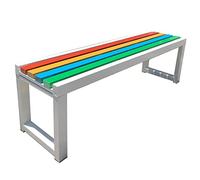 Banco de jardín de madera y plástico para exteriores, taburete clásico colorido sin respaldo, diseño minimalista para comodidad en el hogar y el patio, solución de asiento versátil