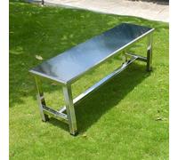 Banco de jardín de metal, acero inoxidable 304 para patio al aire libre, vestuario, parque, laboratorios, hospitales, duradero y resistente a la intemperie