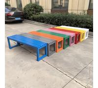 Banco De Jardín De Metal, Banco De Patio De 2 Plazas Sin Respaldo, Asiento Exterior 100/120/150/180 Cm Bancos De Parque Resistente A La Intemperie, Asiento Balcón Y Terraza(Beige,180 cm/70.9 in)