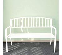 Banco de jardín de metal de hierro fundido con reposabrazos, silla de salón al aire libre para patio y porche, marco de acero duradero, cómodo cojín incluido, perfecto para patio y parque